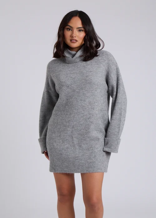 Urban Bliss Grey Mini Roll Neck Dress - Large Image 2