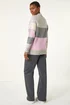 Roman Light Grey Stripe Colour Block Knitted Jumper - Size 14 Image 4
