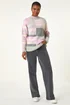 Roman Light Grey Stripe Colour Block Knitted Jumper - Size 14 Image 3