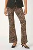 Roman Natural Animal Print Flare Stretch Trouser - 12 Image 3