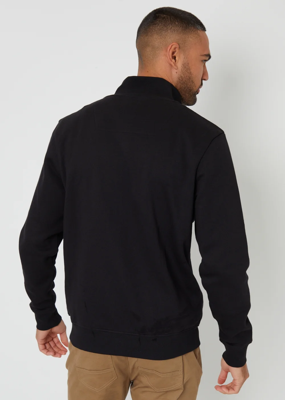 Threadbare Black Funnel Neck Zip Through Sweatshirt - M Image 2