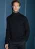 Threadbare Black Knitted Roll Neck Jumper - Large Image 1