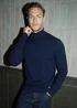 Threadbare Navy Knitted Roll Neck Jumper - Small Image 1