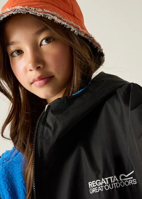 Regatta Black Oxford Blue Kids Junior Waterproof Hydrofort Robe - 5-9 yrs Image 3