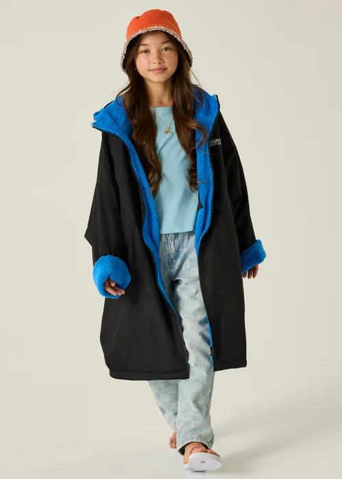 Regatta Black Oxford Blue Kids Junior Waterproof Hydrofort Robe - 5-9 yrs Image 1