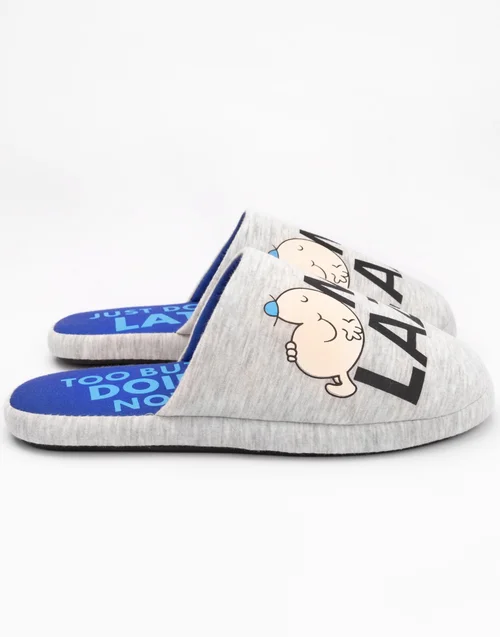 Mr. Men Grey Mr Lazy Mule Slippers - Size 11-12 Image 3