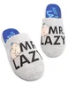 Mr. Men Grey Mr Lazy Mule Slippers - Size 11-12 Image 1