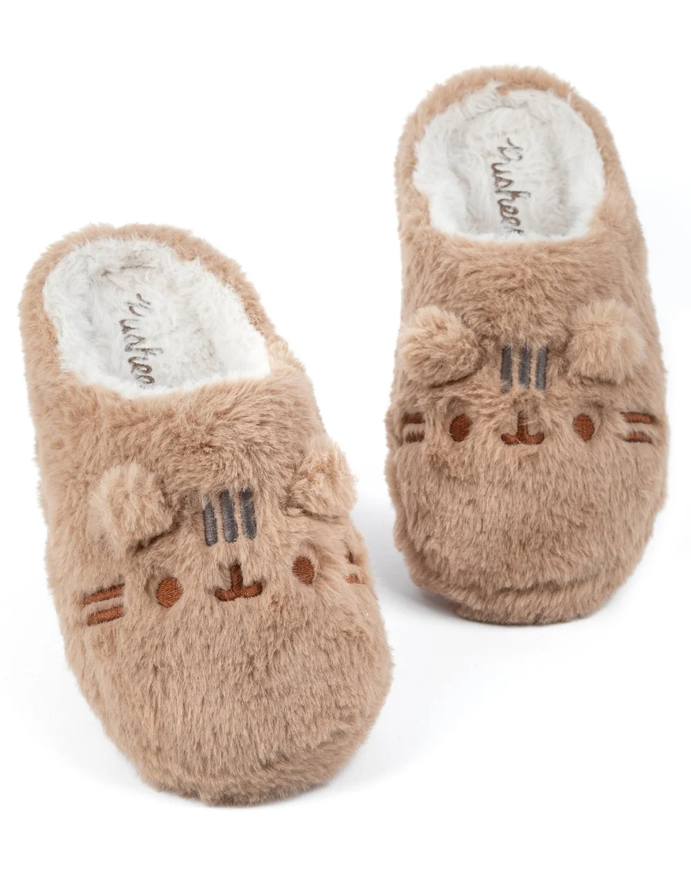 Pusheen Beige Embroidered Graphic Mule Slippers - Size 3-4 Image 1