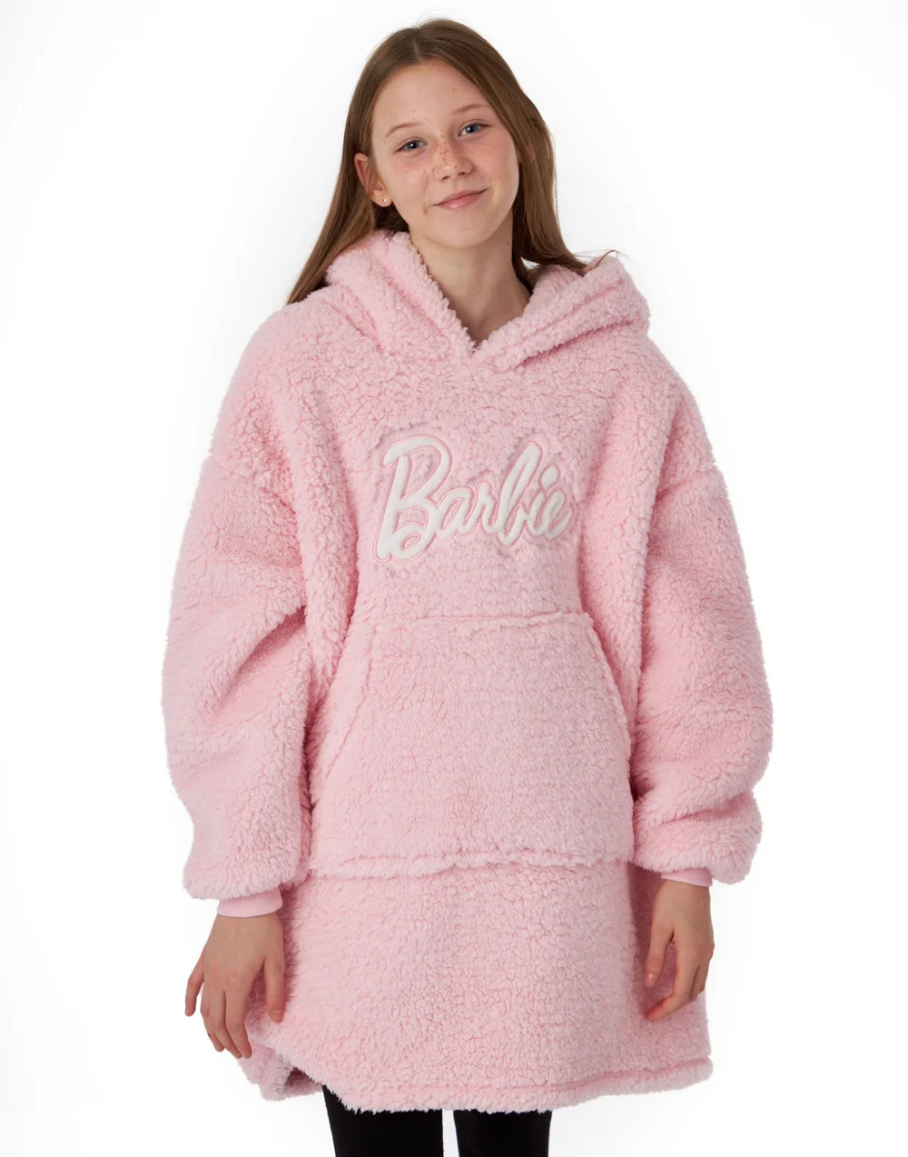 Vanilla Underground Barbie Girls Pink Logo Blanket Hoodie (6 - 13 Years) - Age 9-13 Years Image 1
