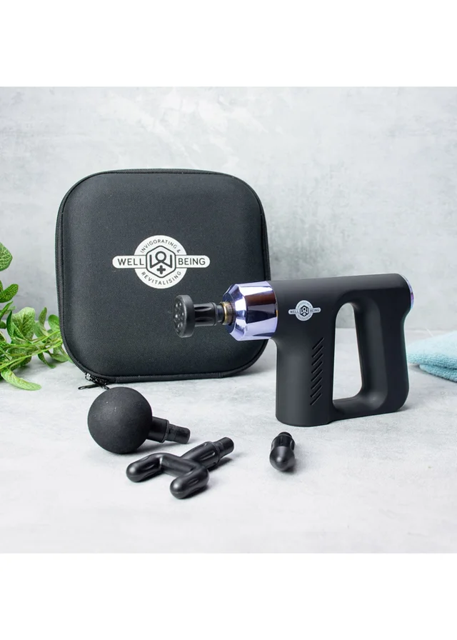 Wellbeing Black Mini Massage Gun with Carry Case