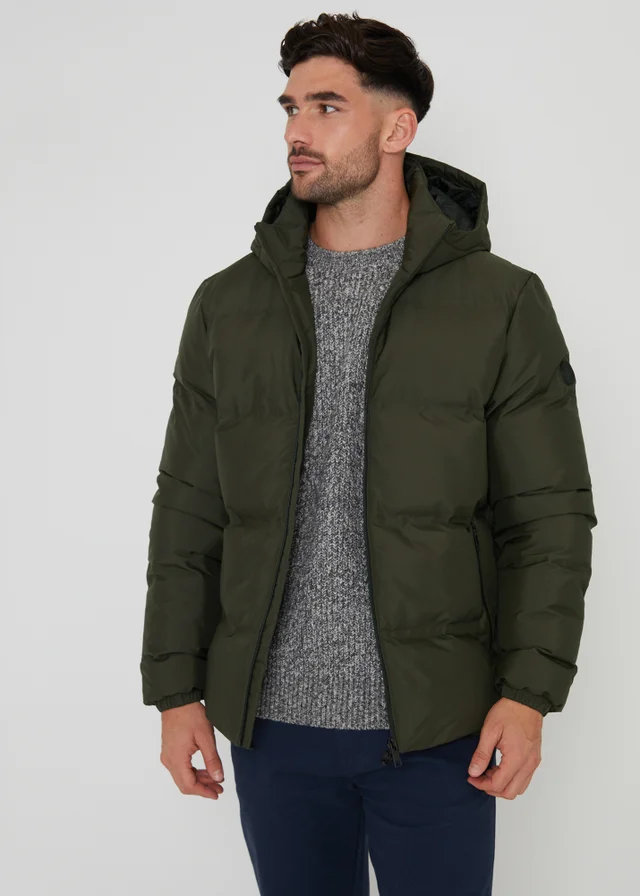 Threadbare Khaki Showerproof Hooded Puffer Jacket