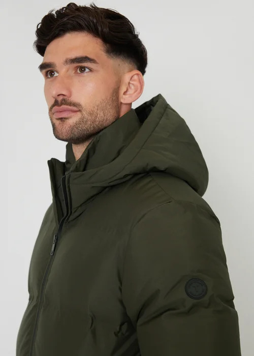 Threadbare Khaki Showerproof Hooded Puffer Jacket - 2XL Image 4