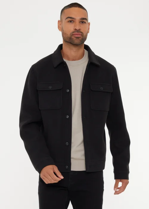 Threadbare Black Brushed Button Up Shacket - 2XL Image 1