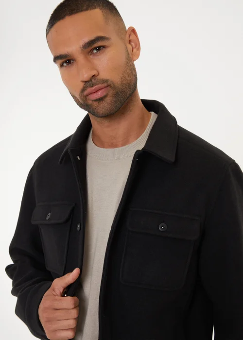 Threadbare Black Brushed Button Up Shacket - 2XL Image 3