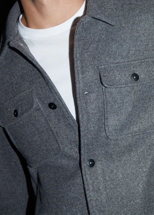 Threadbare Charcoal Brushed Button Up Shacket - M Image 4