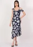 Gini London Navy Floral Clipped Tiered Ruffle Midi Dress - 8 Image 1