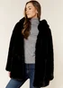 Gini London Black Hooded Long Sleeve Faux Fur Jacket - Large/Extra Large Image 1