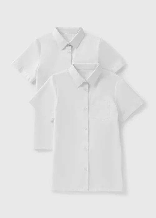 2 Pack Girls Slim Fit Short Sleeve Shirt (4-16yrs) - Age 4 Years Image 1