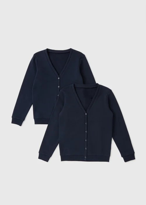 2 Pack Girls Navy V-Neck Sweat Cardigans (3-13yrs) - 3 Yrs Image 1