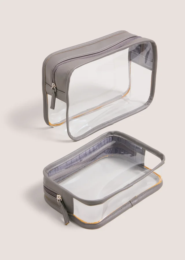 2 Pack Grey Clear Cosmetic Bag