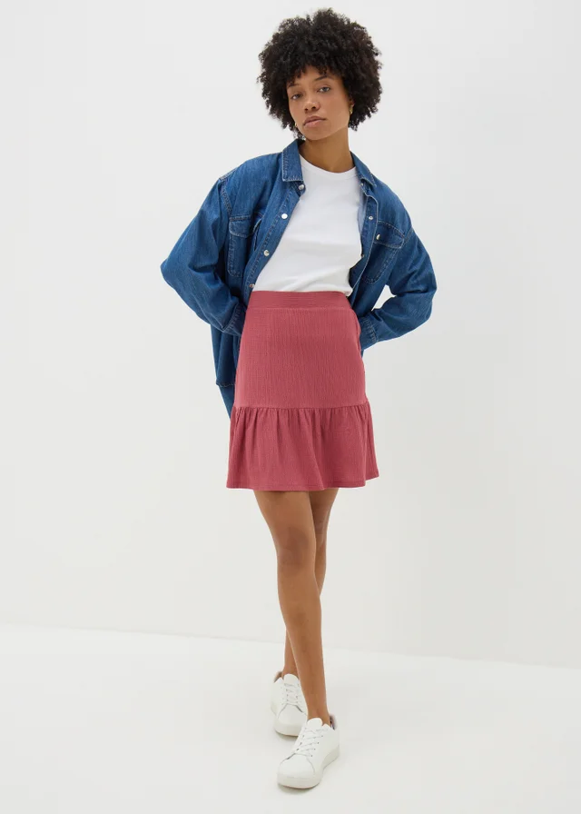 Raspberry Tiered Mini Skirt