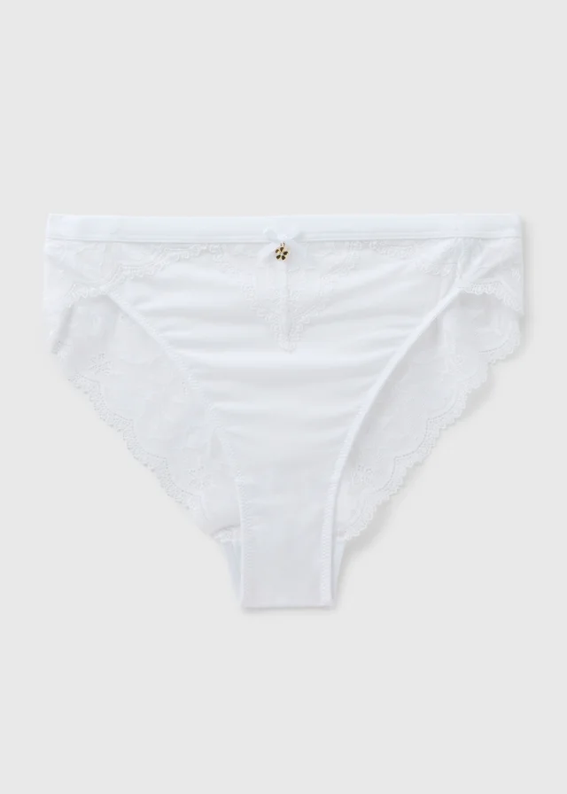 White Lace High Leg Knickers