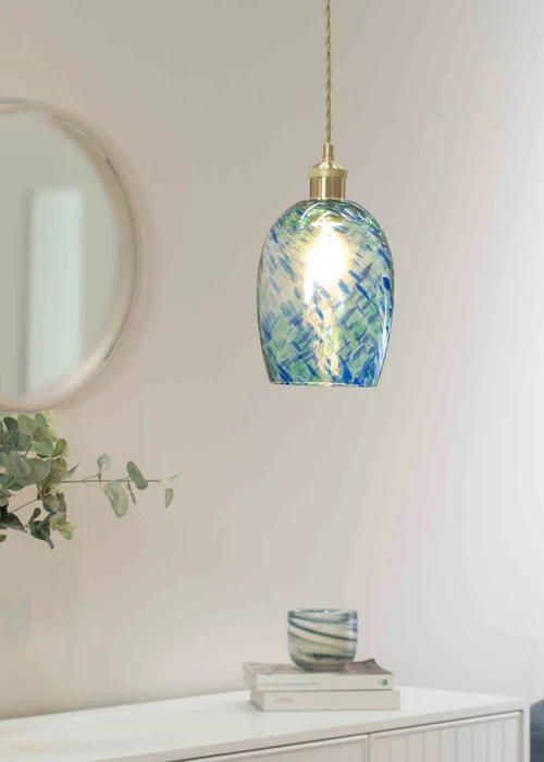 ValueLights India Glass Marble Effect Green Dome Ceiling Pendant Shade - One Size Image 1