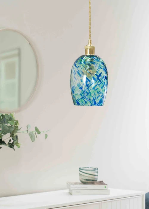 ValueLights India Glass Marble Effect Green Dome Ceiling Pendant Shade - One Size Image 2