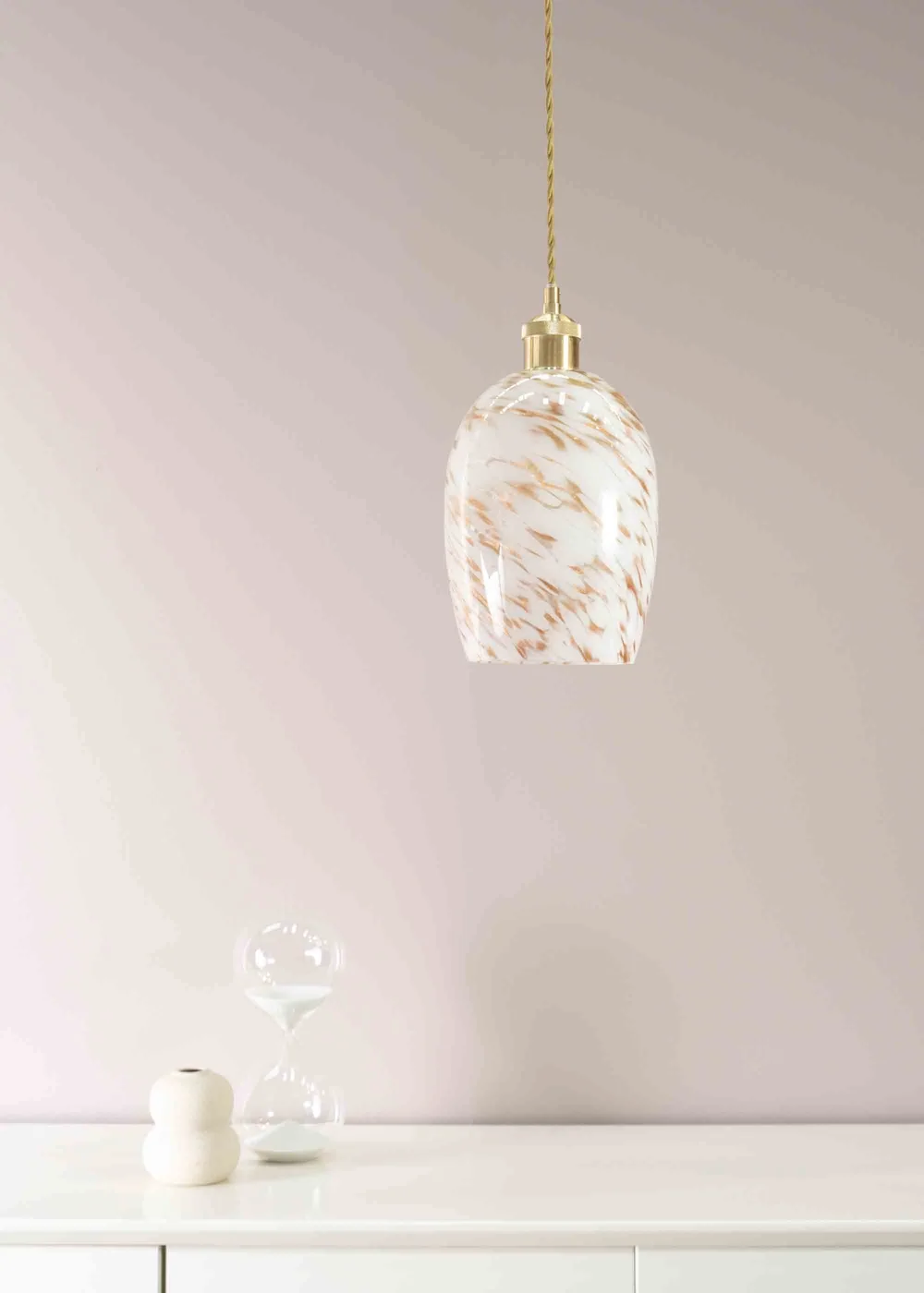 ValueLights India Glass Marble Effect White Dome Ceiling Pendant Shade - One Size Image 2