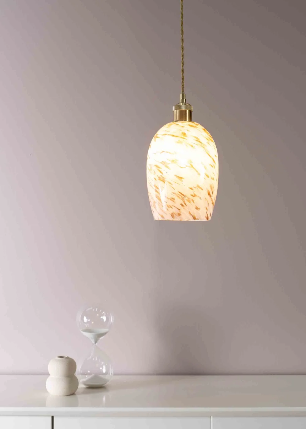 ValueLights India Glass Marble Effect White Dome Ceiling Pendant Shade - One Size Image 1