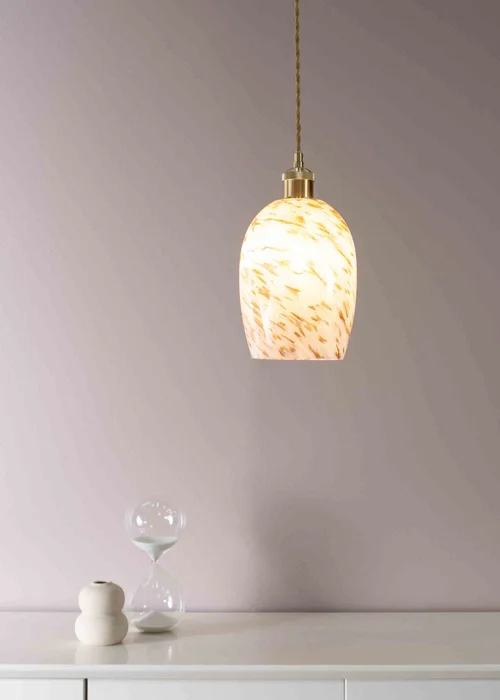 ValueLights India Glass Marble Effect White Dome Ceiling Pendant Shade - One Size Image 1