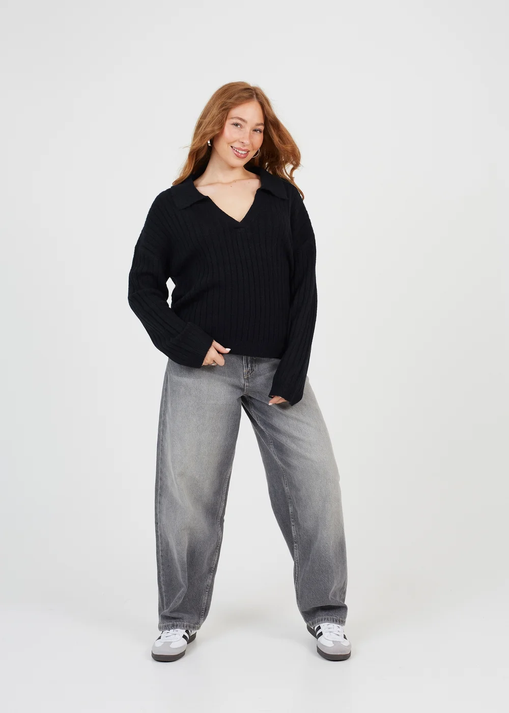 Brave Soul Black Ribbed Trophy Neck Knited Jumper - XL Image 4