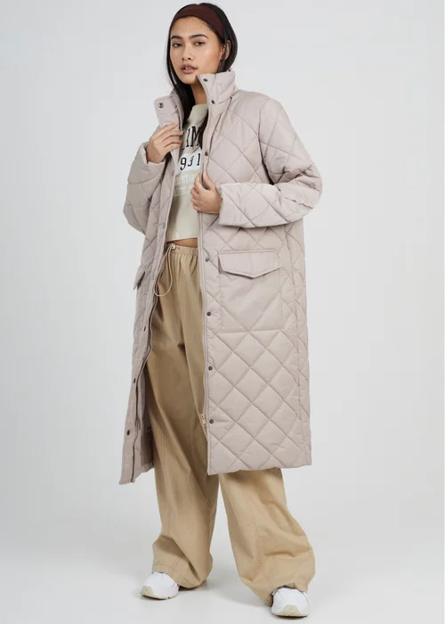 Brave Soul Stone Longline Diamond Quilted Jacket - 14 Image 1