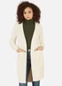 Yumi Ivory Cable Knit Edge to Edge Long Cardigan With Pockets - Medium/Large Image 1