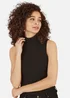 Yumi Black Knitted Roll Neck Sleeveless Jumper - Medium Image 2