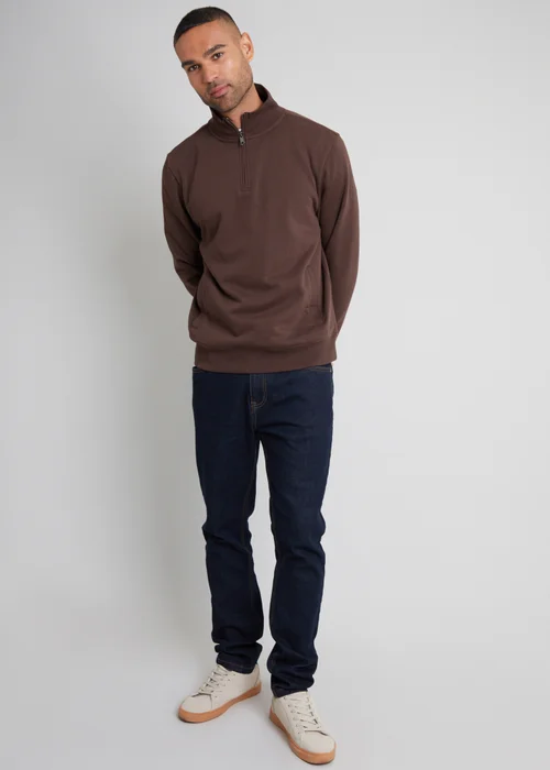 Threadbare Chocolate 1/4 Zip Neck Sweatshirt - XL Image 4