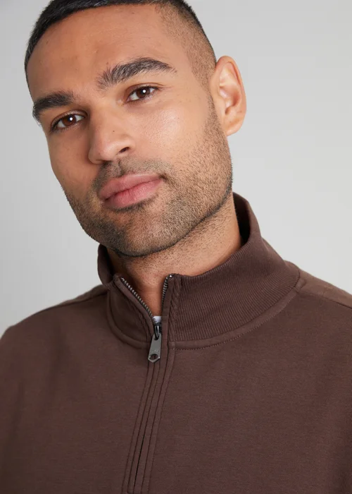 Threadbare Chocolate 1/4 Zip Neck Sweatshirt - XL Image 3