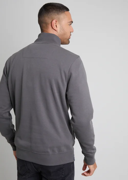 Threadbare Dark Grey 1/4 Zip Neck Sweatshirt - S Image 2