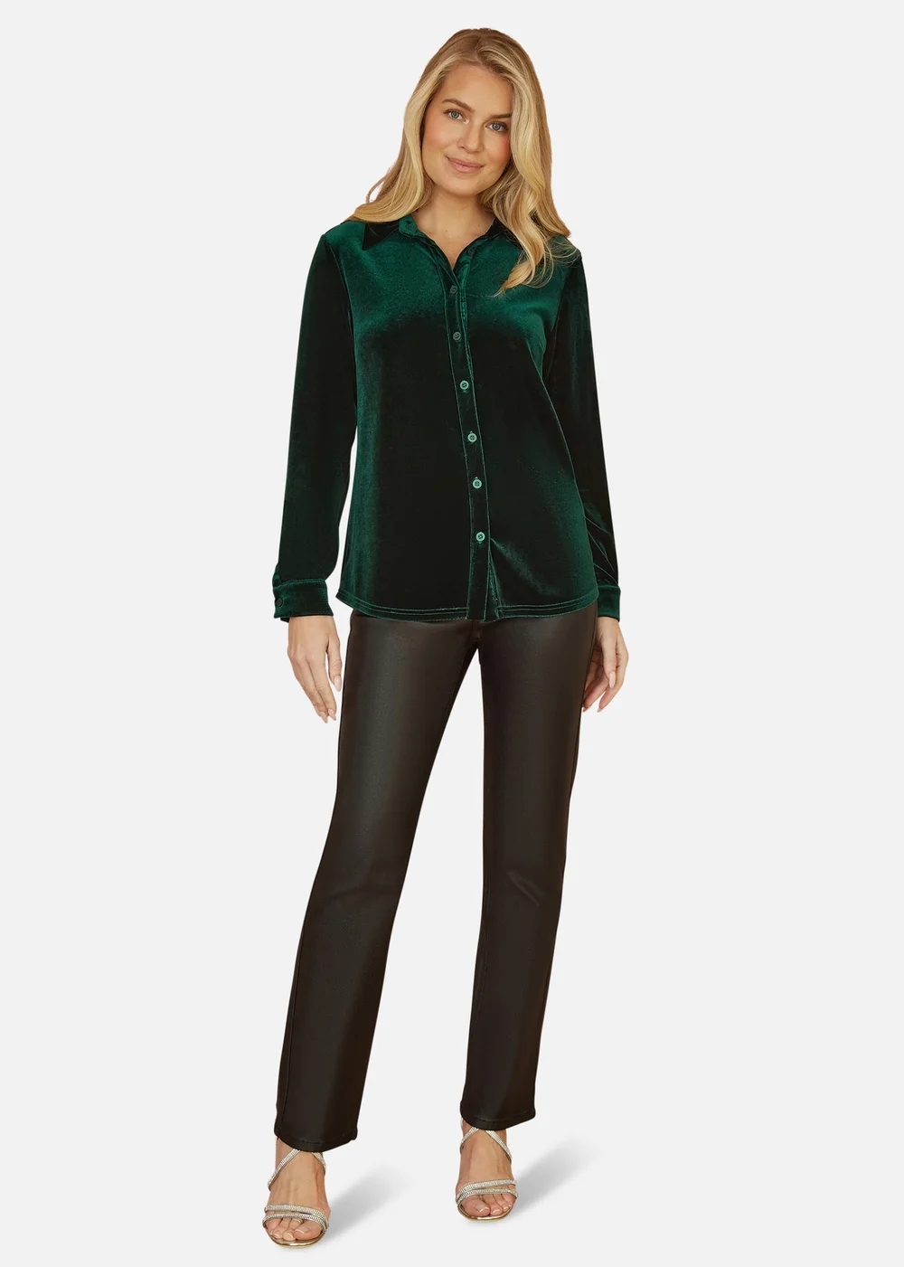 Yumi Green Velvet Relaxed Fit Shirt - Size 16 Image 1