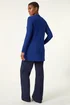 Roman Ink Blue Longline Stretch Ribbed Cardigan - Size 12 Image 3