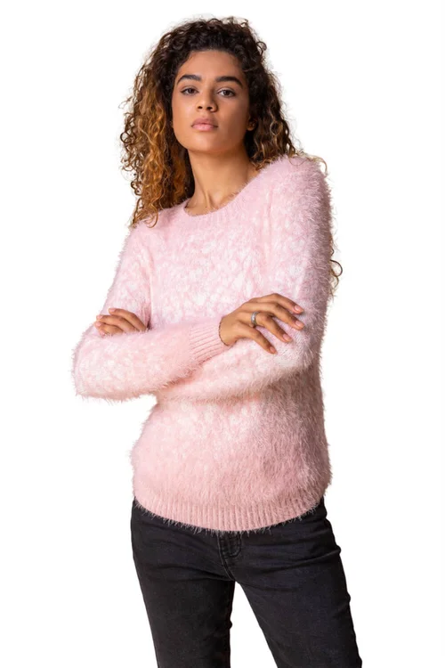 Roman Pale Pink Mosaic Print Fluffy Jumper - Size 12 Image 1