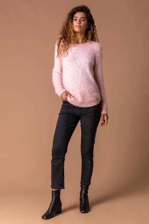 Roman Pale Pink Mosaic Print Fluffy Jumper - Size 12 Image 3