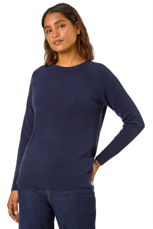 Roman Midnight Blue Plain Soft Crew Neck Jumper - Size 20 Image 1