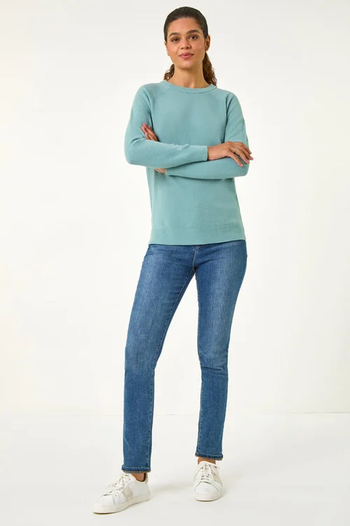 Roman Pale Blue Plain Soft Crew Neck Jumper - Size 10 Image 3
