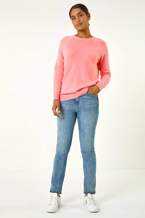 Roman Rose Plain Soft Crew Neck Jumper - Size 10 Image 4
