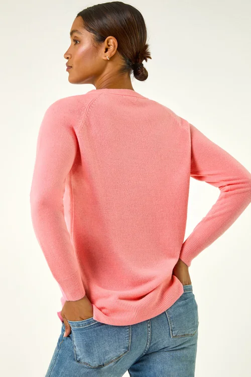Roman Rose Plain Soft Crew Neck Jumper - Size 10 Image 2