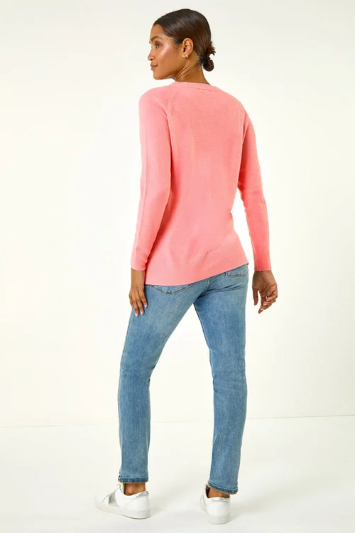 Roman Rose Plain Soft Crew Neck Jumper - Size 10 Image 3