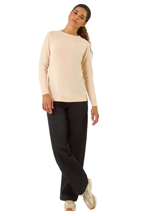 Roman Natural Plain Soft Crew Neck Jumper - Size 10 Image 2