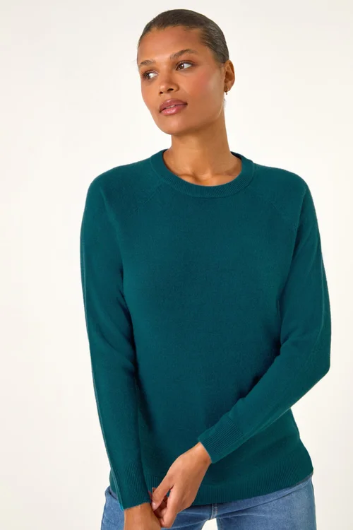 Roman Teal Plain Soft Crew Neck Jumper - Size 14 Image 4