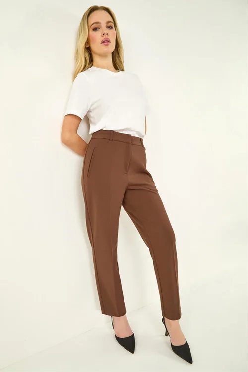 Roman Chocolate Short Straight Leg Stretch Trouser - 20 Image 1